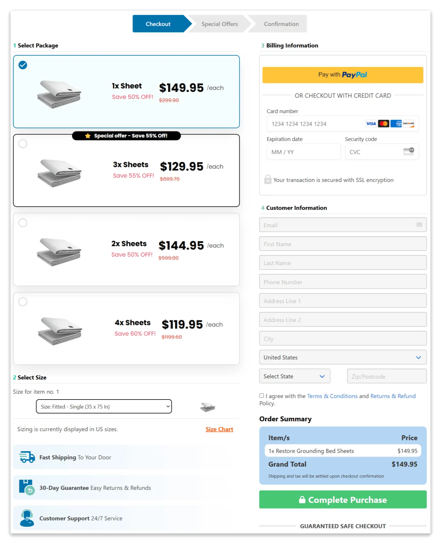 Grounding Bed Sheets secure checkout page